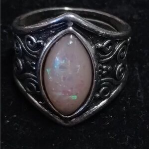 Elegant Silver Pink Ring
